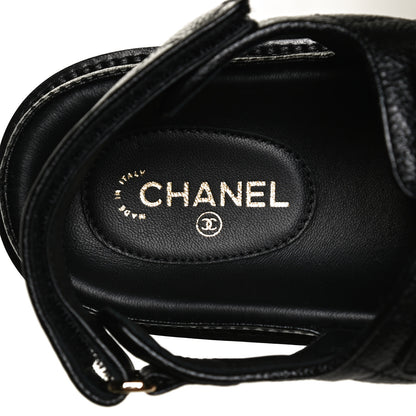 Chanel Grained Calfskin Velcro Dad Sandals 38 Black 9 of 11