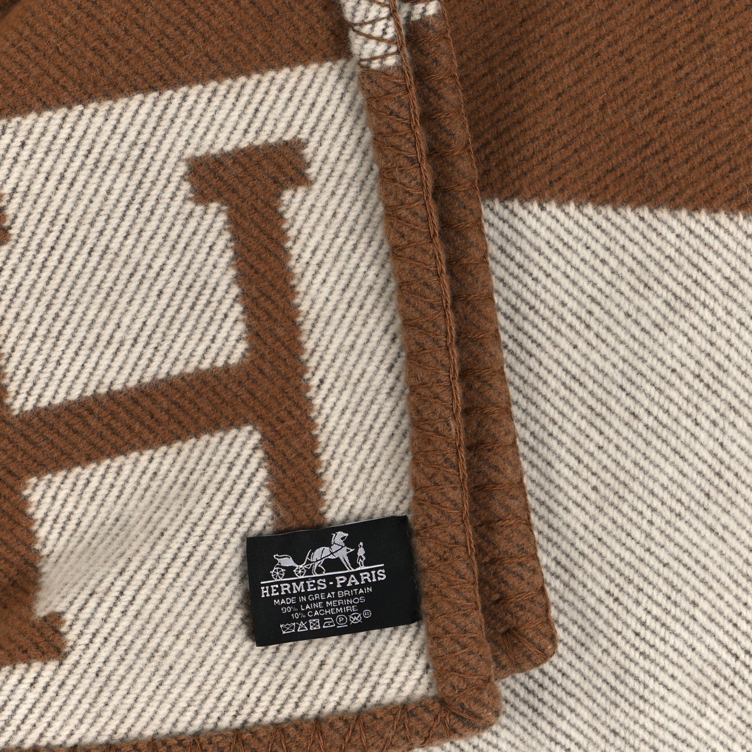 Hermes Wool Cashmere Avalon Blanket Ecru Camel 3 of 3