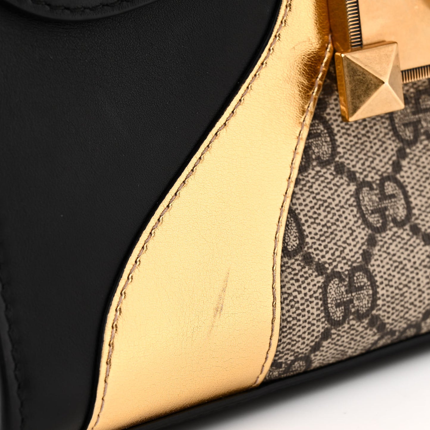 GG Supreme Monogram Small Osiride Top Handle Bag Black Gold
