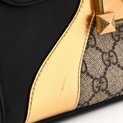 Gucci GG Supreme Monogram Small Osiride Top Handle Bag Black Gold 11 of 12