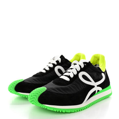 Loewe Suede Nylon Womens Flow Runner Sneakers 41 Black Neon Green 3 of 14