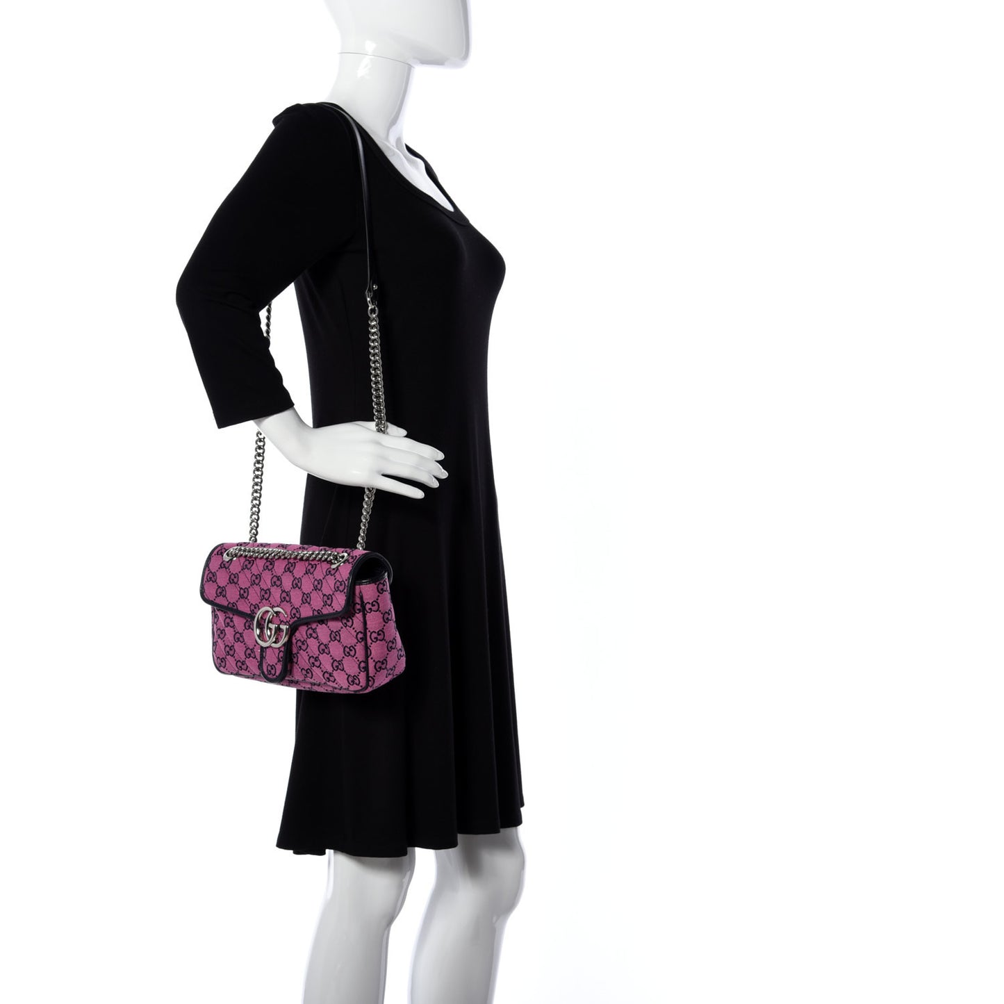 Monogram Multicolor Matelasse Diagonal Small GG Marmont Shoulder Bag Pink Blue