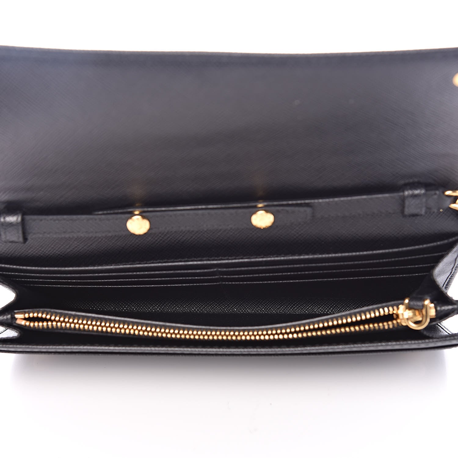 Prada Saffiano Metal Oro Chain Wallet Black 5 of 9