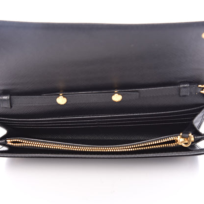Prada Saffiano Metal Oro Chain Wallet Black 5 of 9