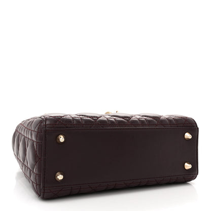 Christian Dior Lambskin Cannage Small Lucky Badges My Lady Dior Burgundy 4 of 10