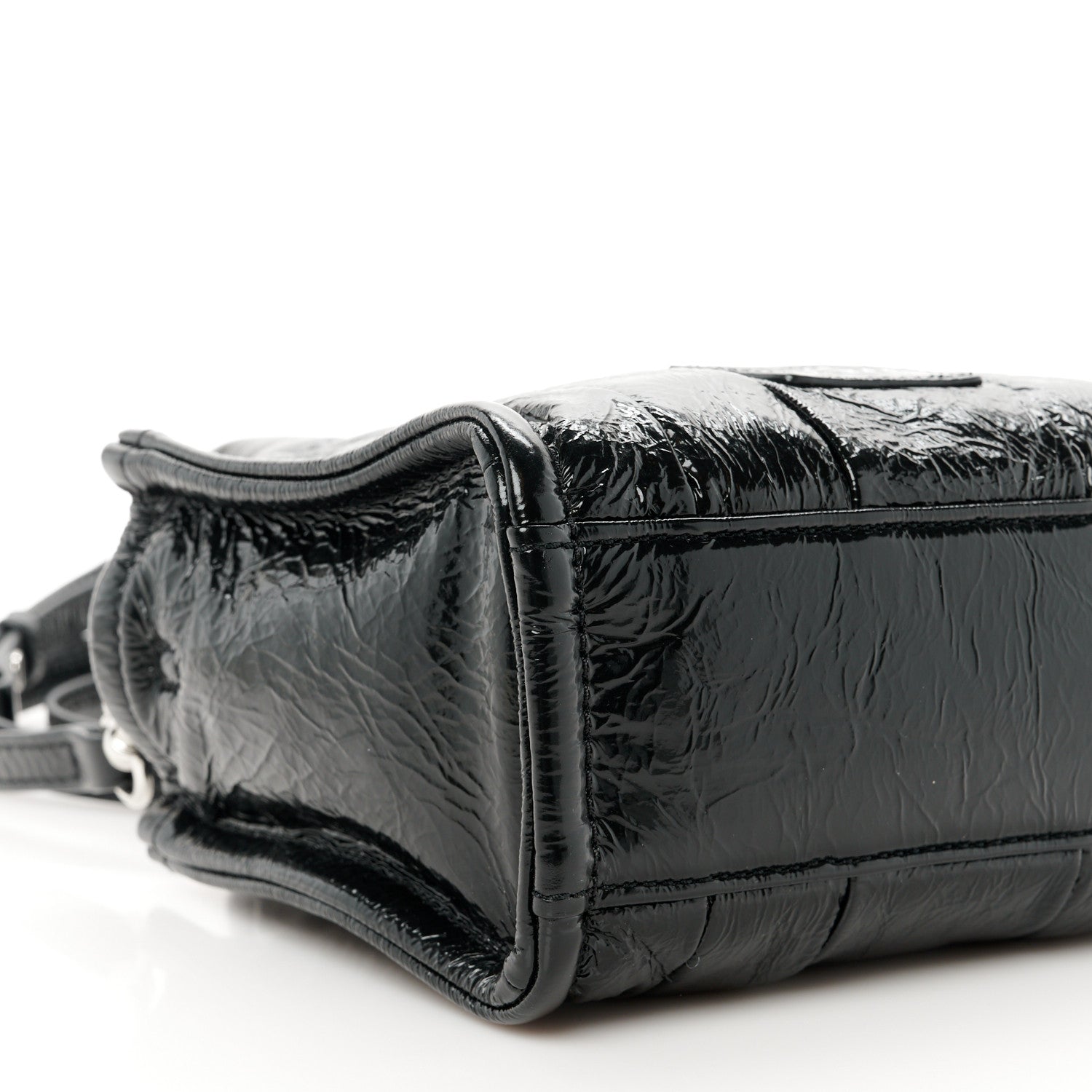 Marc Jacobs Shiny Crinkled Calfskin Mini The Tote Bag Black 10 of 11