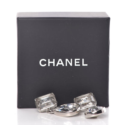 Chanel Crystal CC Tear Drop Earrings Silver 5 of 5
