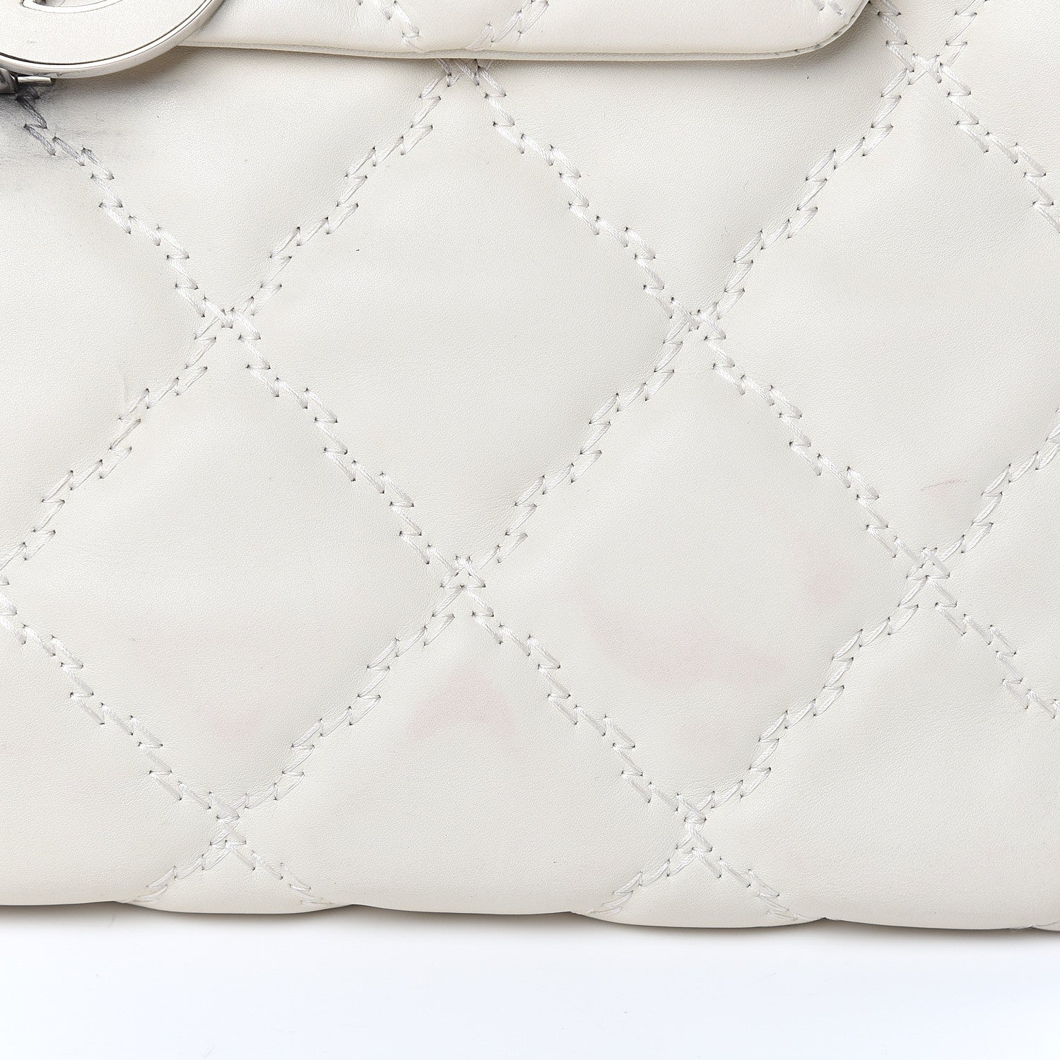 Chanel Calfskin Double Stitch Large Hamptons Flap Bag White 19 of 20
