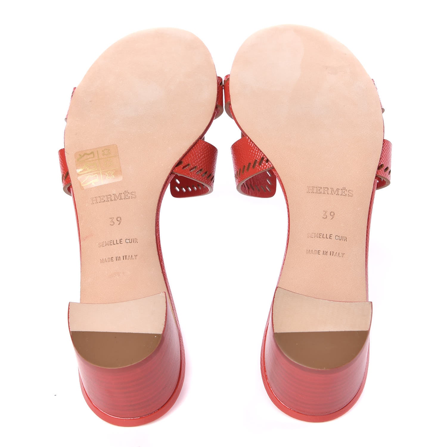 Hermes Patent Epsom Perforated Oasis Sandals 39 Pavot 7 of 8