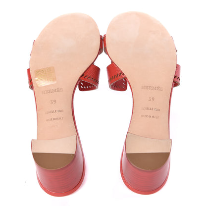 Hermes Patent Epsom Perforated Oasis Sandals 39 Pavot 7 of 8