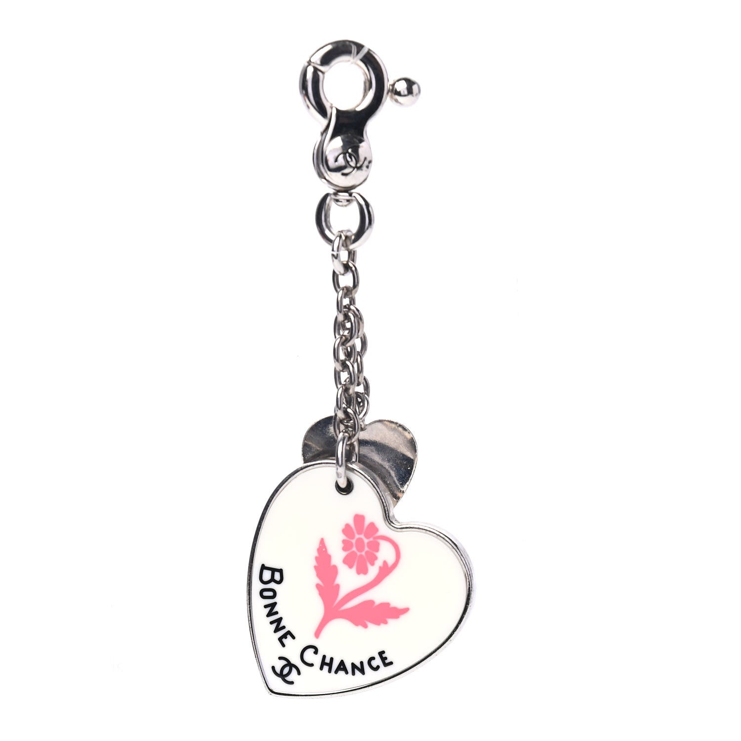 Chanel Bonne Chance Heart Keychain White 1 of 3
