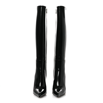 Saint Laurent Vitello Marilyn Raven 110 Buba Knee High Boots 37 Black 3 of 10