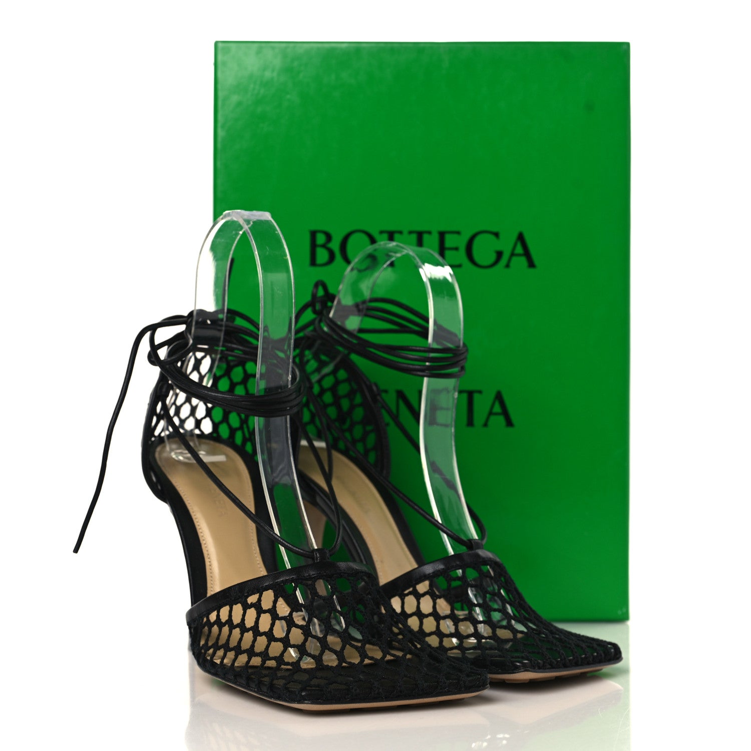 Bottega Veneta Mesh Nappa Stretch Ankle Tie Sandals 38 Black 9 of 9