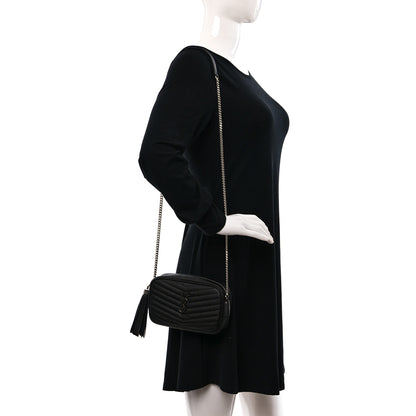 Saint Laurent Grain De Poudre Matelasse Monogram Mini Lou Camera Bag Black 2 of 12