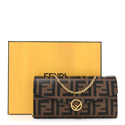 Fendi Vitello Soft F is Fendi Bi-Color FF 1974 Embossed Continental Envelope Wallet On Chain Maya Black 3 of 14