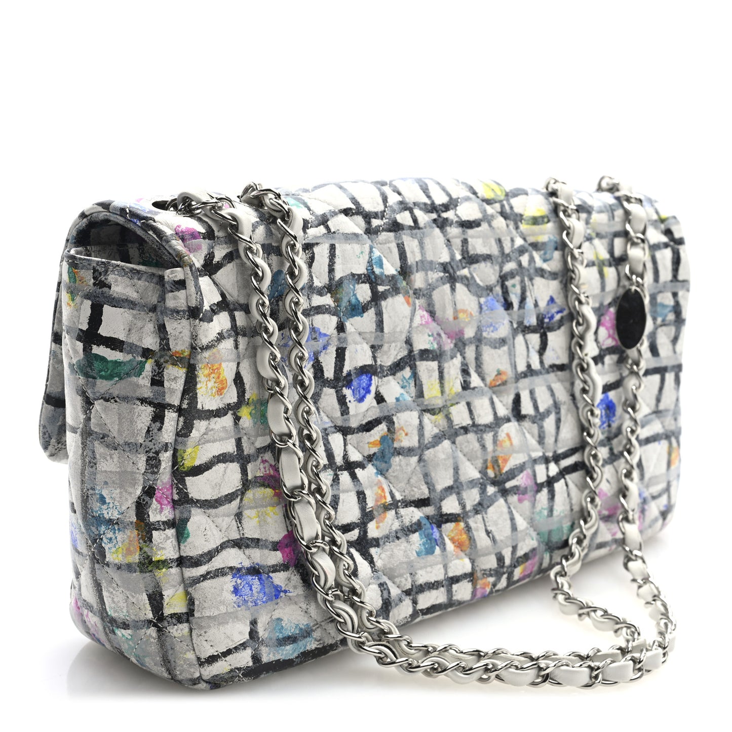 Calfskin Hand Painted Graffiti Flap Multicolor