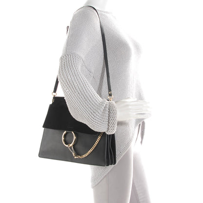 Chloe Suede Calfskin Medium Faye Shoulder Bag Black 2 of 9