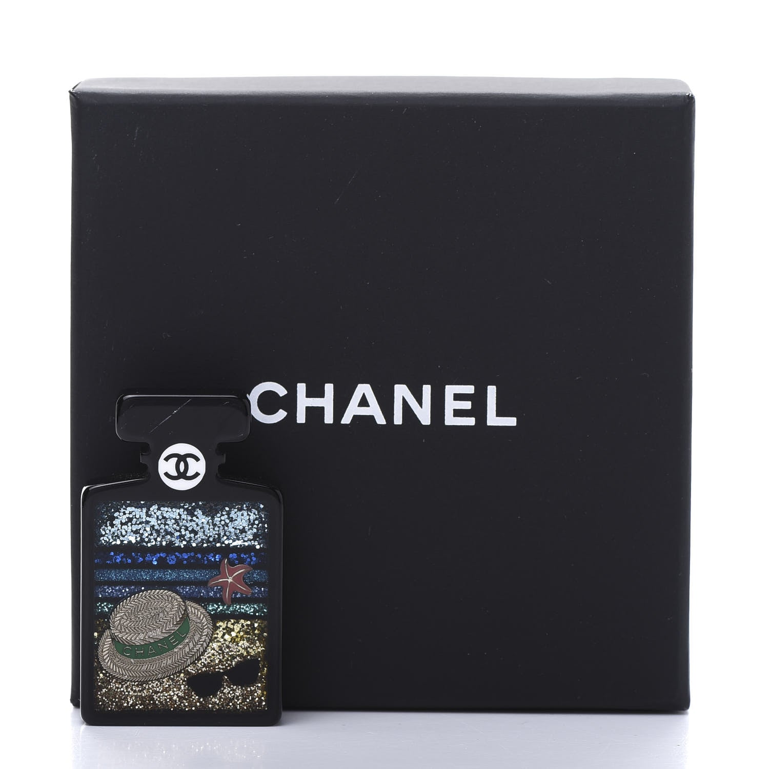 Chanel Resin CC Perfume Bottle Brooch Black Multicolor 6 of 6