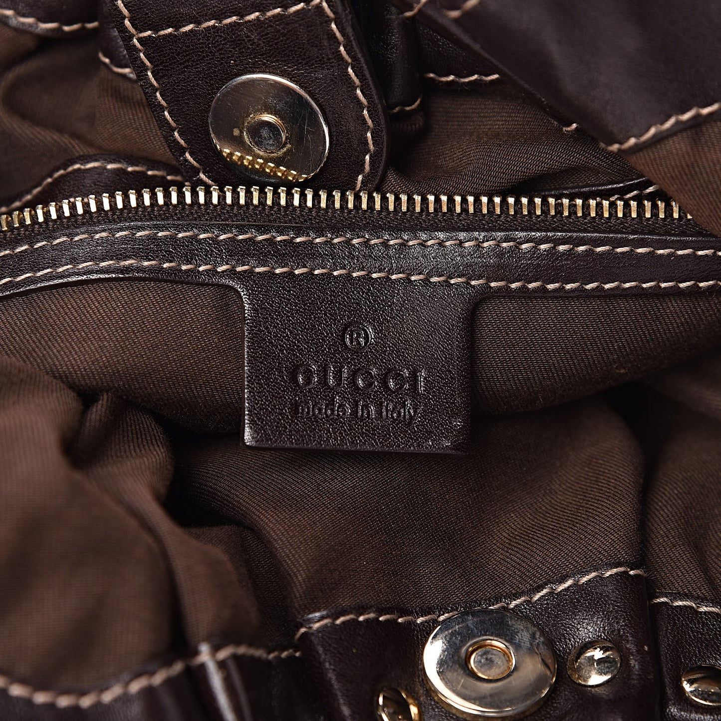 Monogram Studded Medium Pelham Tote Dark Brown