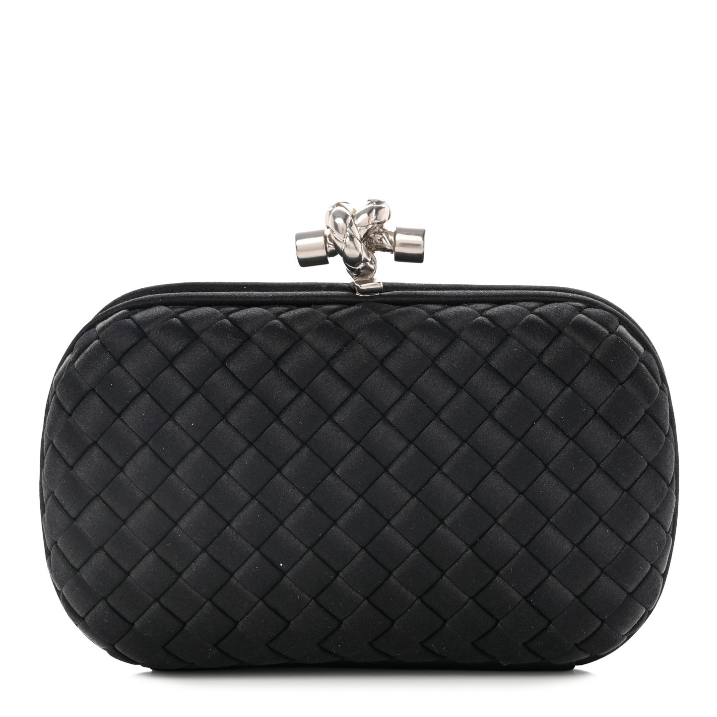 Satin Intreccio Impero Knot Clutch Black