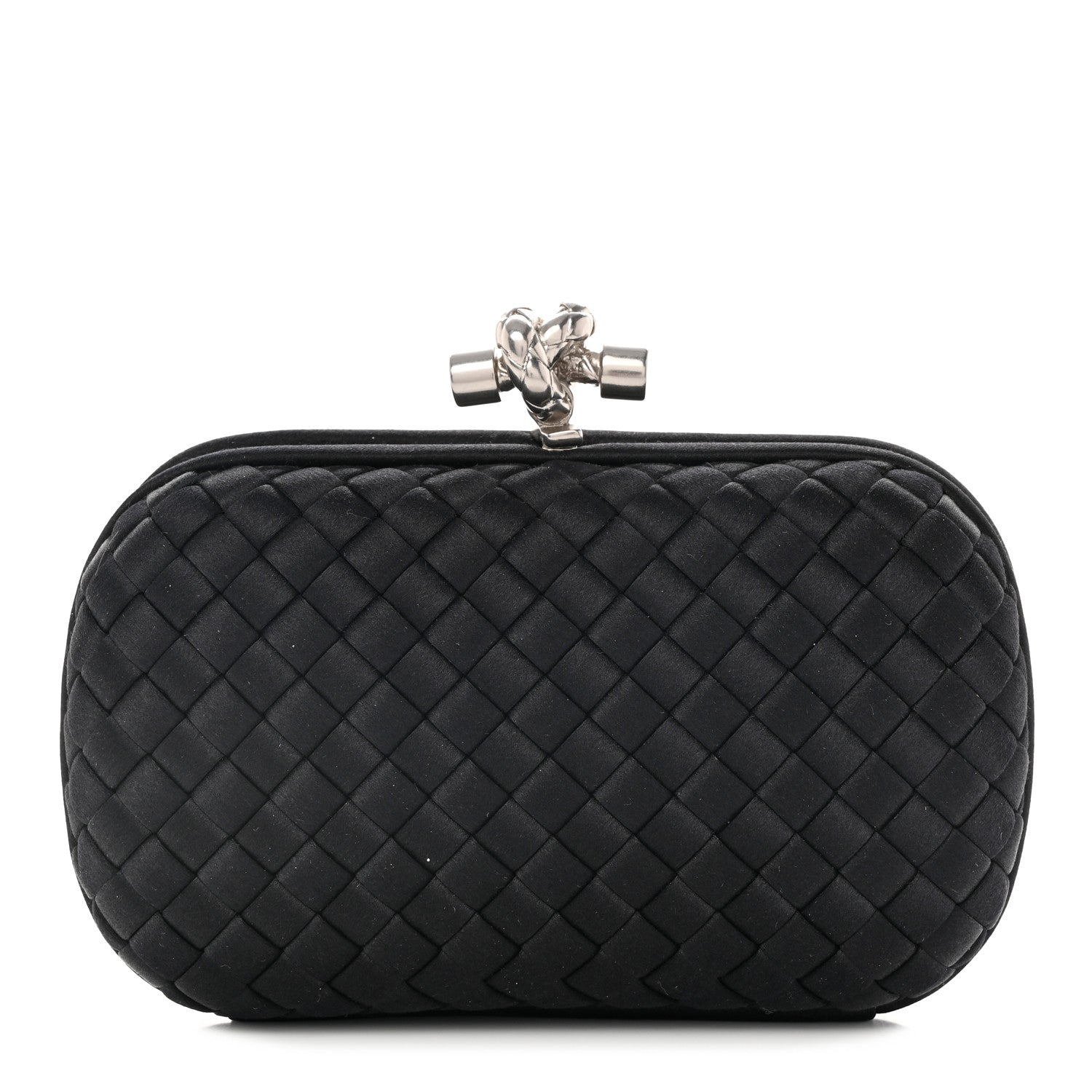 Bottega Veneta Satin Intreccio Impero Knot Clutch Black 1 of 6