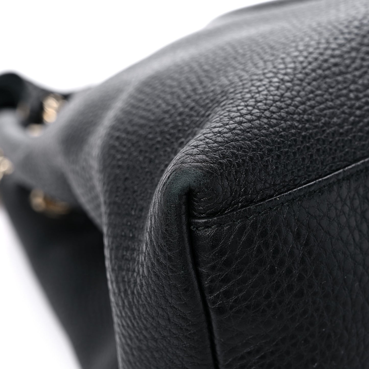 Pebbled Calfskin Medium Soho Chain Shoulder Bag Black