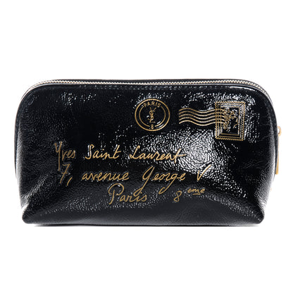 Saint Laurent Patent Y-Mail Cosmetic Case Black 1 of 7