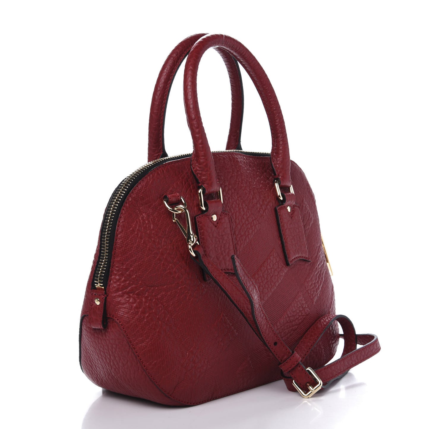 Heritage Grain Check Embossed Small Orchard Bowling Bag Military Red
