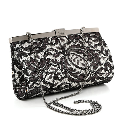 Christian Louboutin Dentelle Lace Palmette Clutch Black 2 of 9