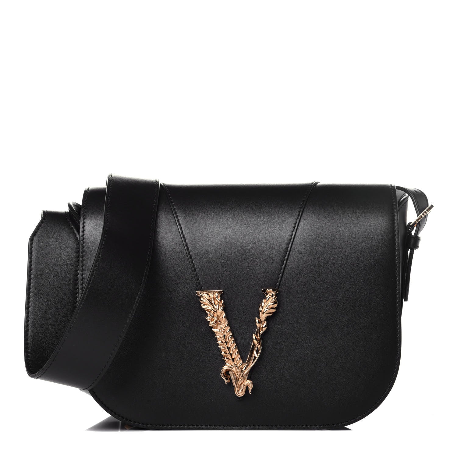 Versace Vitello Virtus Shoulder Bag Black 1 of 8