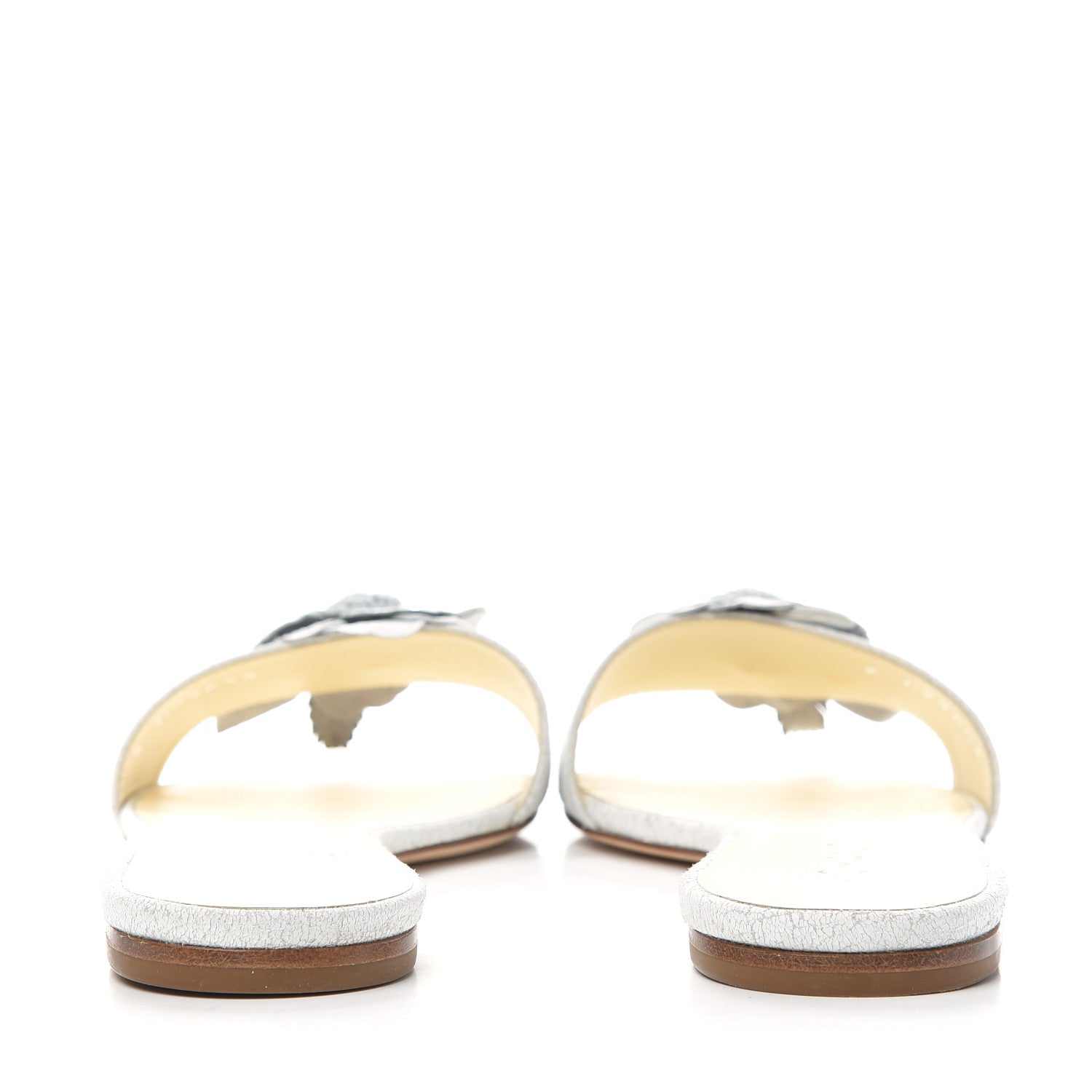 Chanel Crackled Lambskin Camellia Sandal Mule 38 White 7 of 11