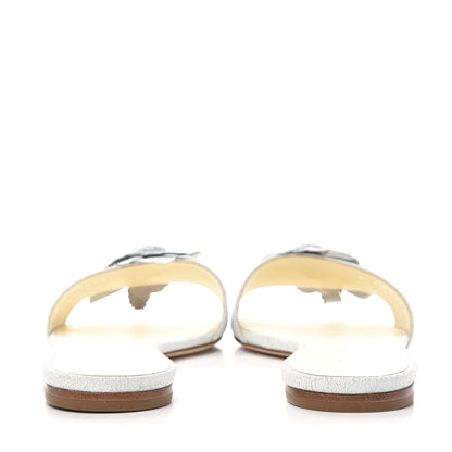 Chanel Crackled Lambskin Camellia Sandal Mule 38 White 7 of 11