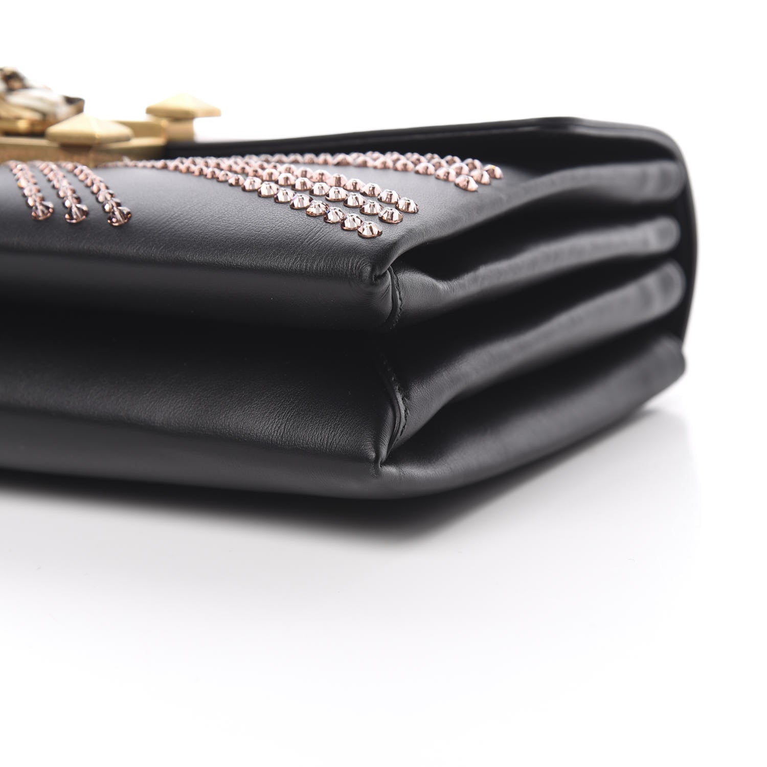 Gucci Calfskin Crystal Embellished Future Shoulder Bag Black 10 of 11