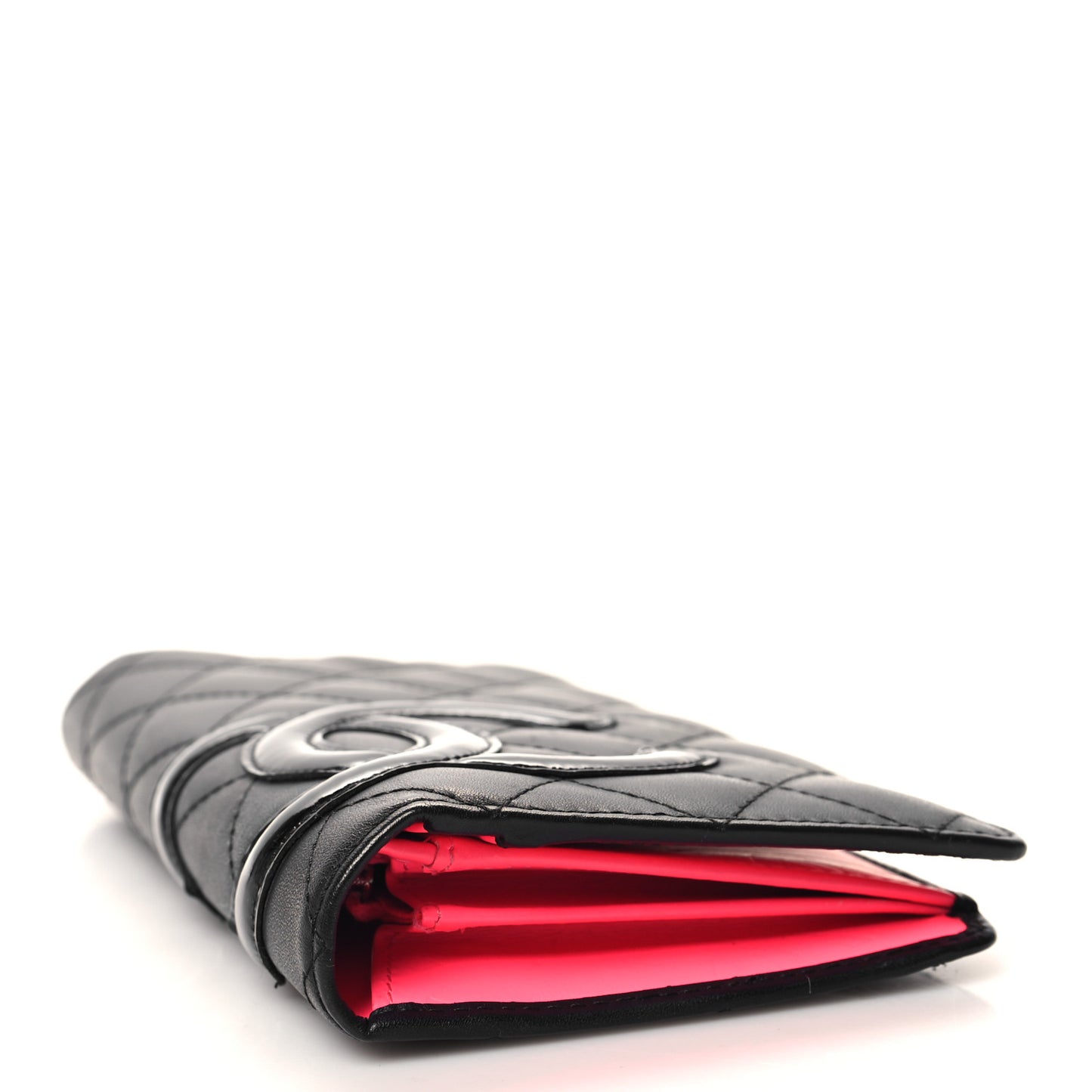 Calfskin Quilted Cambon Yen Wallet Black
