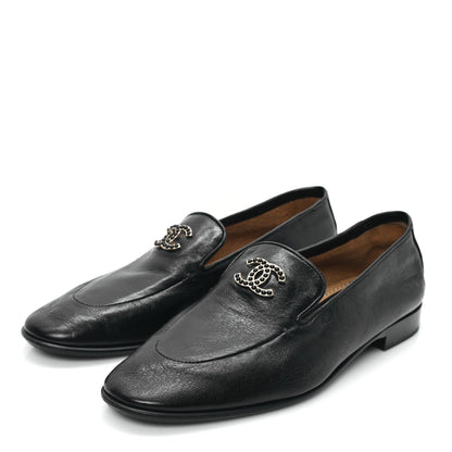 Chanel Shiny Calfskin CC Mocassin Loafers 40 Black 3 of 8
