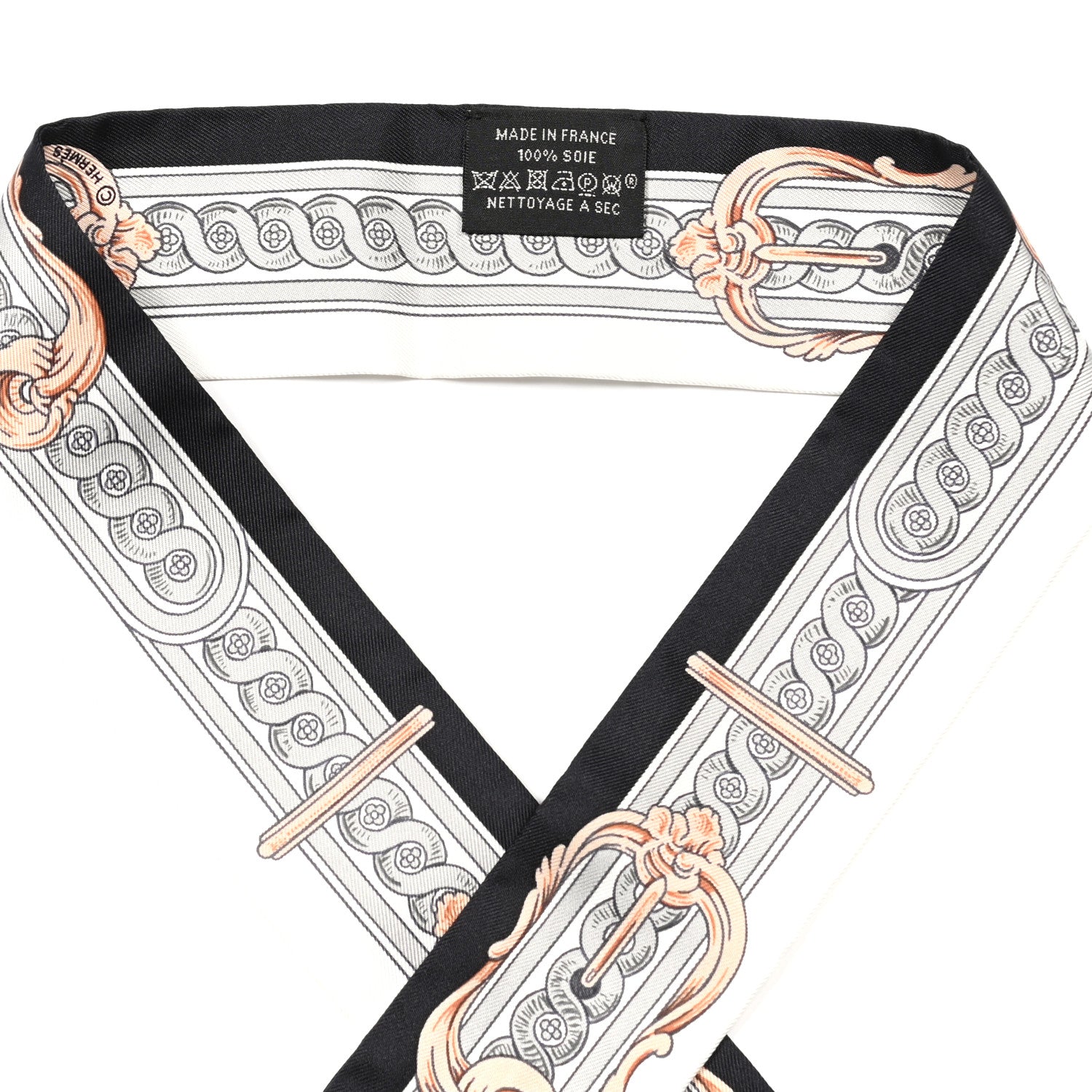 Hermes Silk Bride De Cour Twilly Black White Or Rose 2 of 4