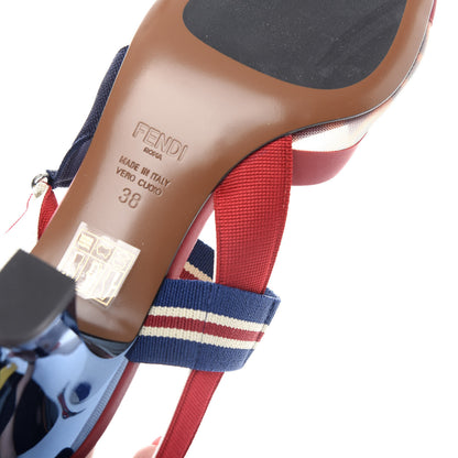 Fendi Technical Mesh FF Colibri 55mm Slingback Pumps 38 Tobacco Moro Zaffiro Ciliegia Rosso 9 of 10