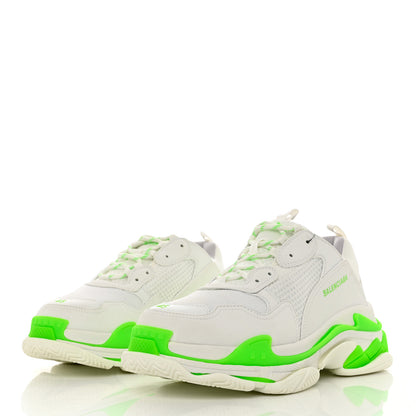 Balenciaga Fabric Mesh Mens Triple S Sneakers 45 White Fluo Green 3 of 9