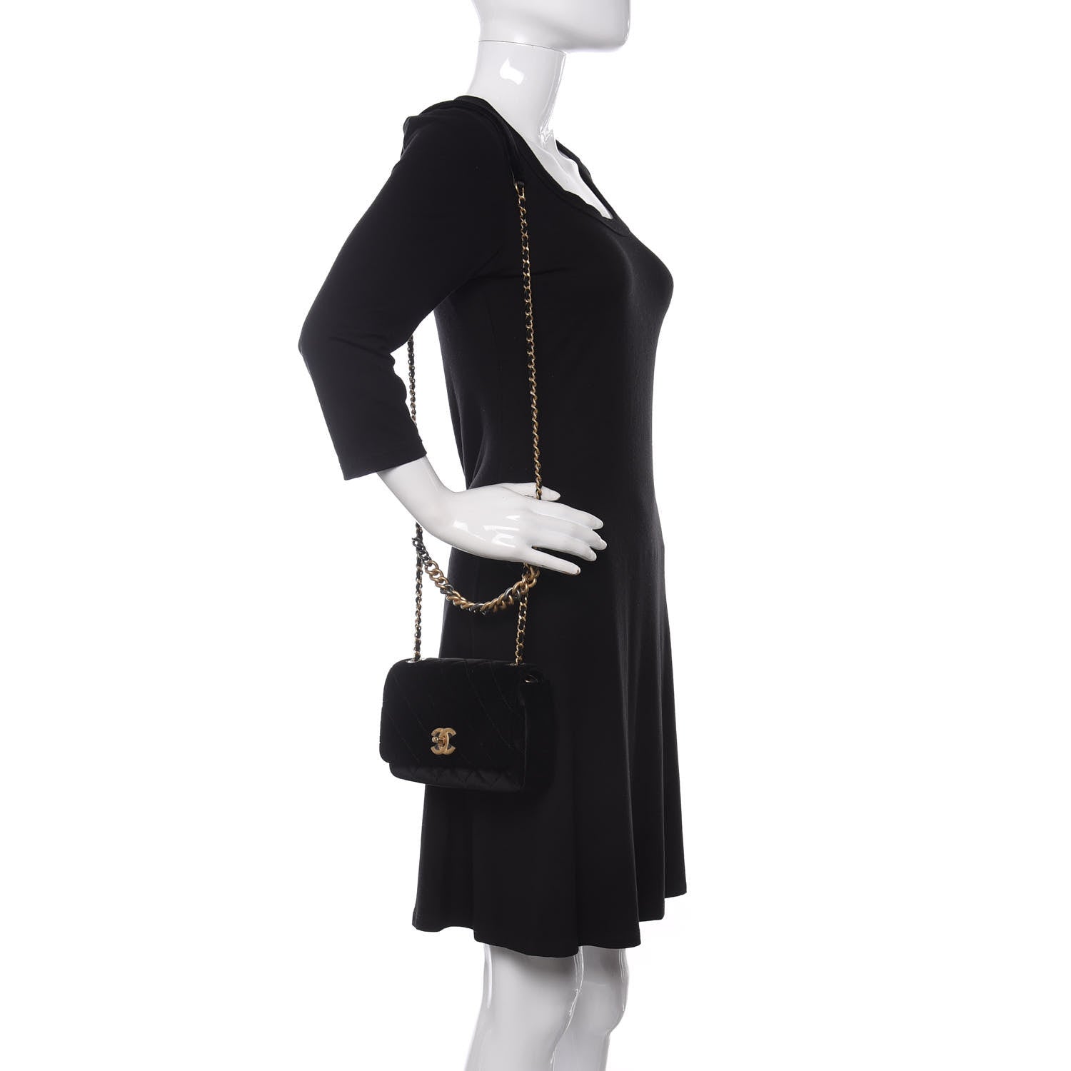 Chanel Velvet Quilted Small Camellia Flap Black 2 of 13