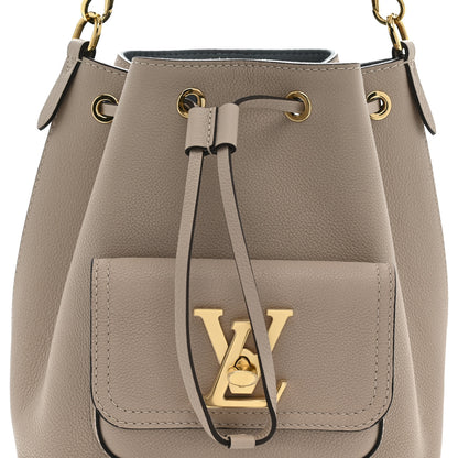 Louis Vuitton Calfskin Lockme Bucket MM Greige 7 of 11