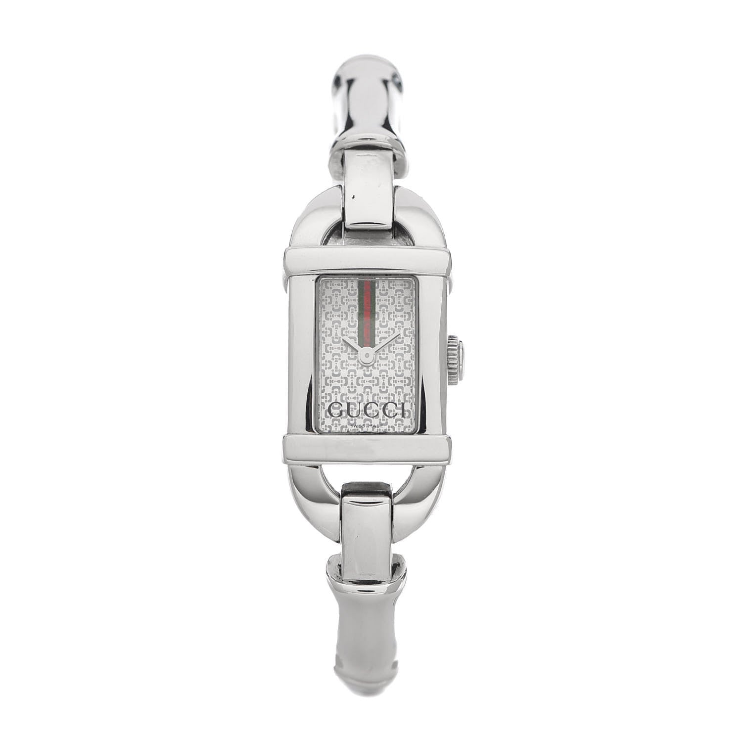 Gucci Stainless Steel 16mm 6800L Bamboo Web Quartz Watch 1 of 6