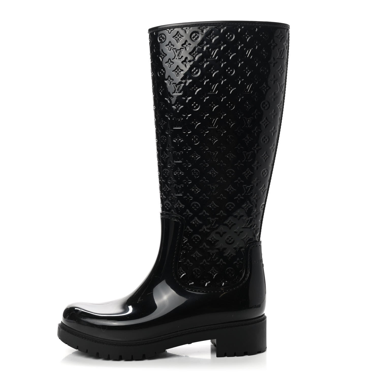 Louis Vuitton Rubber Embossed Monogram Splash Rain Boots 38 Black 1 of 6