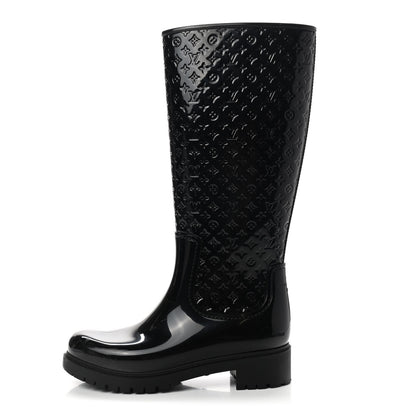 Louis Vuitton Rubber Embossed Monogram Splash Rain Boots 38 Black 1 of 6