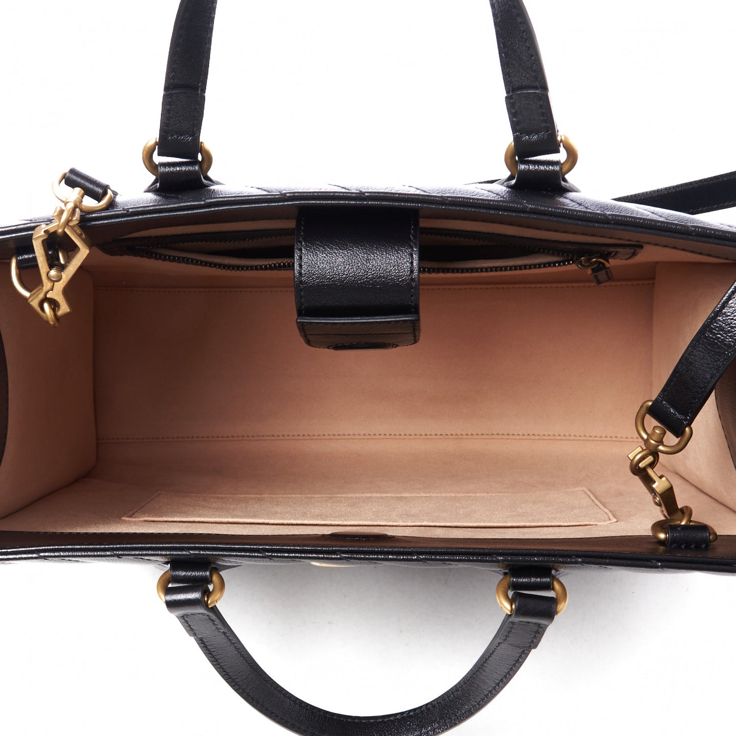 Azalea Calfskin Matelasse Diagonal GG Marmont Tote Bag Black