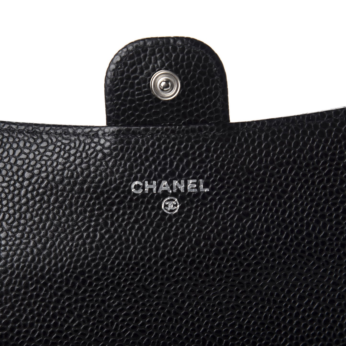 Caviar Quilted Large Gusset Flap Wallet Black