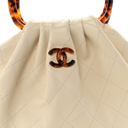 Chanel Lambskin Plexiglass Tortoise Shell Quilted Small Pouch Light Beige 9 of 11