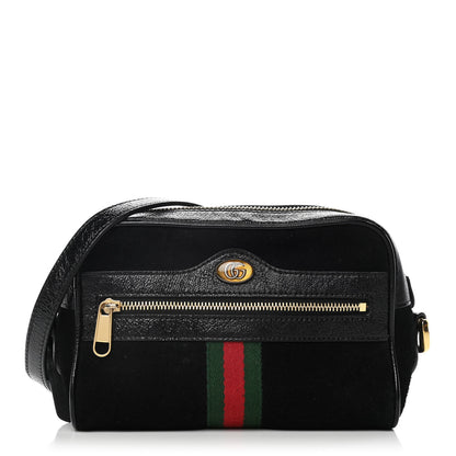 Gucci Suede Patent Web Mini Ophidia Shoulder Bag Black 1 of 11