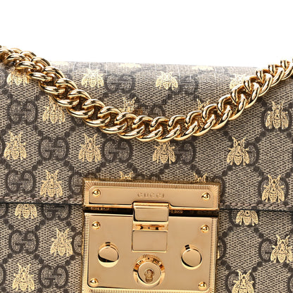 Gucci GG Supreme Monogram Bees Small Padlock Shoulder Bag Black 8 of 11