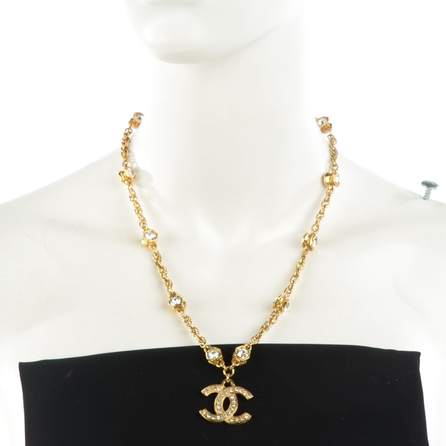 Chanel Crystal Hexagon CC Necklace Gold 2 of 4