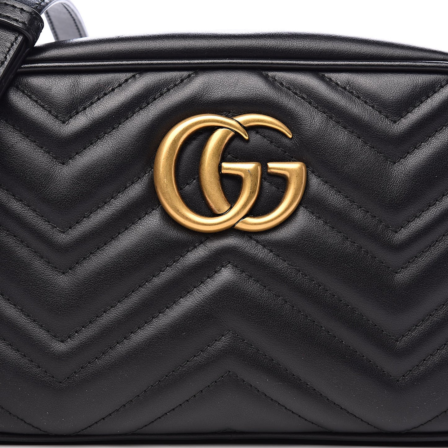 Calfskin Matelasse Small GG Marmont Chain Shoulder Bag Black